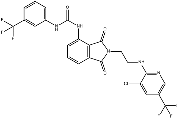 N-[2-(2-([3-CHLORO-5-(TRIFLUOROMETHYL)-2-PYRIDINYL]AMINO)ETHYL)-1,3-DIOXO-2,3-DIHYDRO-1H-ISOINDOL-4-YL]-N'-[3-(TRIFLUOROMETHYL)PHENYL]UREA 结构式