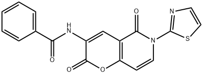 N-[2,5-DIOXO-6-(1,3-THIAZOL-2-YL)-5,6-DIHYDRO-2H-PYRANO[3,2-C]PYRIDIN-3-YL]BENZENECARBOXAMIDE 结构式