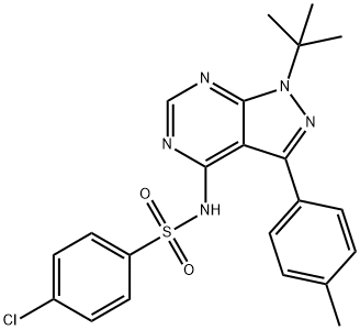 N-[1-(TERT-BUTYL)-3-(4-METHYLPHENYL)-1H-PYRAZOLO[3,4-D]PYRIMIDIN-4-YL]-4-CHLOROBENZENESULFONAMIDE 结构式