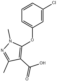 5-(3-CHLOROPHENOXY)-1,3-DIMETHYL-1H-PYRAZOLE-4-CARBOXYLIC ACID 结构式