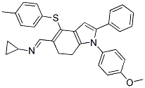 N-((E)-(1-(4-METHOXYPHENYL)-4-[(4-METHYLPHENYL)SULFANYL]-2-PHENYL-6,7-DIHYDRO-1H-INDOL-5-YL)METHYLIDENE)CYCLOPROPANAMINE 结构式