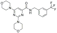2,6-DIMORPHOLINO-N-(3-(TRIFLUOROMETHYL)BENZYL)PYRIMIDINE-4-CARBOXAMIDE 结构式