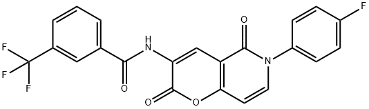 N-[6-(4-FLUOROPHENYL)-2,5-DIOXO-5,6-DIHYDRO-2H-PYRANO[3,2-C]PYRIDIN-3-YL]-3-(TRIFLUOROMETHYL)BENZENECARBOXAMIDE 结构式