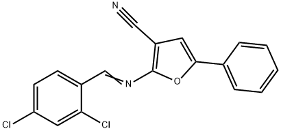 2-([(E)-(2,4-DICHLOROPHENYL)METHYLIDENE]AMINO)-5-PHENYL-3-FURONITRILE 结构式