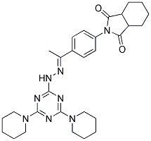 (E)-2-(4-(1-(2-(4,6-DI(PIPERIDIN-1-YL)-1,3,5-TRIAZIN-2-YL)HYDRAZONO)ETHYL)PHENYL)-HEXAHYDRO-2H-ISOINDOLE-1,3-DIONE 结构式