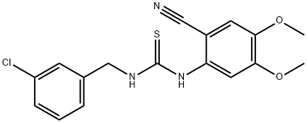 N-(3-CHLOROBENZYL)-N'-(2-CYANO-4,5-DIMETHOXYPHENYL)THIOUREA 结构式