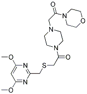 4-[(2-OXO-2-MORPHOLINO)ETHYL]-1-[2-[[(4,6-DIMETHOXYPYRIMIDIN-2-YL)METHYL]THIO]ACETYL]PIPERAZINE 结构式