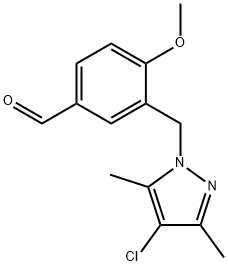 3-[(4-氯-3,5-二甲基-1H-吡唑-1-基)甲基]-4-甲氧基苯甲醛 结构式