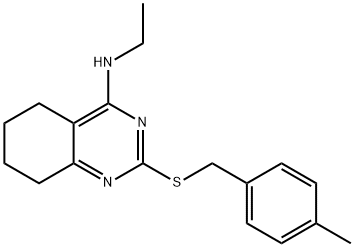 N-ETHYL-2-[(4-METHYLBENZYL)SULFANYL]-5,6,7,8-TETRAHYDRO-4-QUINAZOLINAMINE 结构式