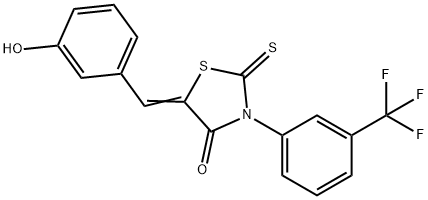 (5Z)-5-(3-HYDROXYBENZYLIDENE)-2-THIOXO-3-[3-(TRIFLUOROMETHYL)PHENYL]-1,3-THIAZOLIDIN-4-ONE 结构式