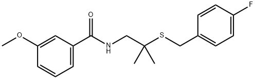 N-(2-[(4-FLUOROBENZYL)SULFANYL]-2-METHYLPROPYL)-3-METHOXYBENZENECARBOXAMIDE 结构式