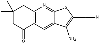 3-AMINO-7,7-DIMETHYL-5-OXO-5,6,7,8-TETRAHYDRO-THIENO[2,3-B]QUINOLINE-2-CARBONITRILE 结构式