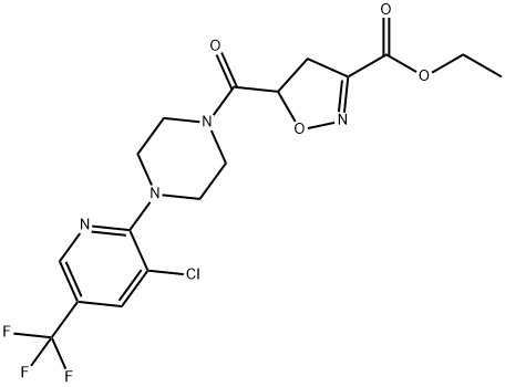 ETHYL 5-((4-[3-CHLORO-5-(TRIFLUOROMETHYL)-2-PYRIDINYL]PIPERAZINO)CARBONYL)-4,5-DIHYDRO-3-ISOXAZOLECARBOXYLATE 结构式