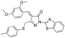 (E)-1-(BENZO[D]THIAZOL-2-YL)-4-(2,4-DIMETHOXYBENZYLIDENE)-3-(P-TOLYLTHIOMETHYL)-1H-PYRAZOL-5(4H)-ONE 结构式