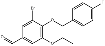 3-BROMO-5-ETHOXY-4-[(4-FLUOROBENZYL)OXY]BENZALDEHYDE 结构式