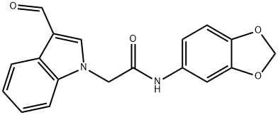 N-(苯并[D][1,3]二氧戊环-5-基)-2-(3-甲酰基-1H-吲哚-1-基)乙酰胺 结构式