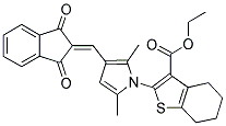 Ethyl 2-(3-((1,3-dioxo-1H-inden-2(3H)-ylidene)methyl)-2,5-dimethyl-1H-pyrrol-1-yl)-4,5,6,7-tetrahydrobenzo[b]thiophene-3-carboxylate 结构式
