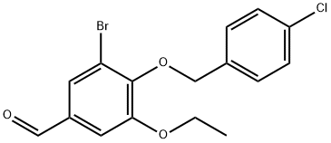 3-BROMO-4-[(4-CHLOROBENZYL)OXY]-5-ETHOXYBENZALDEHYDE 结构式