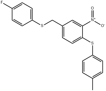 4-([(4-FLUOROPHENYL)SULFANYL]METHYL)-1-[(4-METHYLPHENYL)SULFANYL]-2-NITROBENZENE 结构式