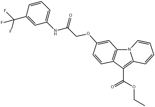 ETHYL 3-(2-OXO-2-[3-(TRIFLUOROMETHYL)ANILINO]ETHOXY)PYRIDO[1,2-A]INDOLE-10-CARBOXYLATE 结构式