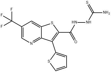 2-([3-(2-THIENYL)-6-(TRIFLUOROMETHYL)THIENO[3,2-B]PYRIDIN-2-YL]CARBONYL)-1-HYDRAZINECARBOTHIOAMIDE 结构式