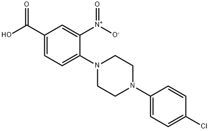 4-[4-(4-CHLOROPHENYL)PIPERAZINO]-3-NITROBENZENECARBOXYLIC ACID 结构式