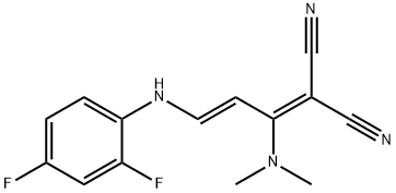 (E)-2-(3-((2,4-二氟苯基)氨基)-1-(二甲基氨基)烯丙基)丙二腈 结构式