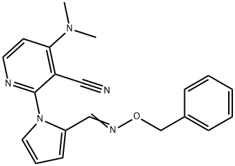 2-(2-([(Benzyloxy)imino]methyl)-1H-pyrrol-1-yl)-4-(dimethylamino)nicotinonitrile 结构式