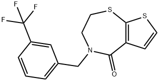 4-[3-(TRIFLUOROMETHYL)BENZYL]-3,4-DIHYDROTHIENO[3,2-F][1,4]THIAZEPIN-5(2H)-ONE 结构式