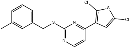 4-(2,5-DICHLORO-3-THIENYL)-2-PYRIMIDINYL 3-METHYLBENZYL SULFIDE 结构式