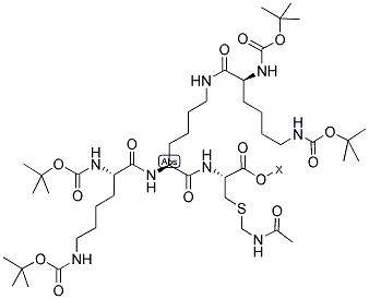 BOC-LYS(BOC)-LYS[BOC-LYS(BOC)]-CYS(ACM)-Β-ALA-O-PAM 树脂 结构式