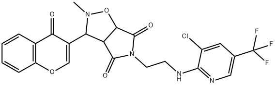 5-(2-([3-CHLORO-5-(TRIFLUOROMETHYL)-2-PYRIDINYL]AMINO)ETHYL)-2-METHYL-3-(4-OXO-4H-CHROMEN-3-YL)DIHYDRO-2H-PYRROLO[3,4-D]ISOXAZOLE-4,6(3H,5H)-DIONE 结构式