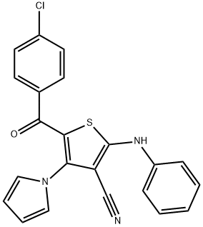 2-ANILINO-5-(4-CHLOROBENZOYL)-4-(1H-PYRROL-1-YL)-3-THIOPHENECARBONITRILE 结构式