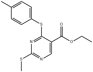 ETHYL 4-[(4-METHYLPHENYL)SULFANYL]-2-(METHYLSULFANYL)-5-PYRIMIDINECARBOXYLATE 结构式