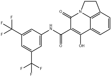 N-[3,5-BIS(TRIFLUOROMETHYL)PHENYL]-6-HYDROXY-4-OXO-1,2-DIHYDRO-4H-PYRROLO[3,2,1-IJ]QUINOLINE-5-CARBOXAMIDE 结构式