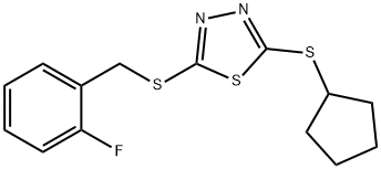 2-(CYCLOPENTYLSULFANYL)-5-[(2-FLUOROBENZYL)SULFANYL]-1,3,4-THIADIAZOLE 结构式