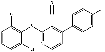 2-[(2,6-DICHLOROPHENYL)SULFANYL]-4-(4-FLUOROPHENYL)NICOTINONITRILE 结构式