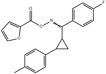 2-([(((4-FLUOROPHENYL)[2-(4-METHYLPHENYL)CYCLOPROPYL]METHYLENE)AMINO)OXY]CARBONYL)FURAN 结构式