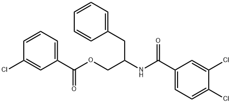 2-[(3,4-DICHLOROBENZOYL)AMINO]-3-PHENYLPROPYL 3-CHLOROBENZENECARBOXYLATE 结构式