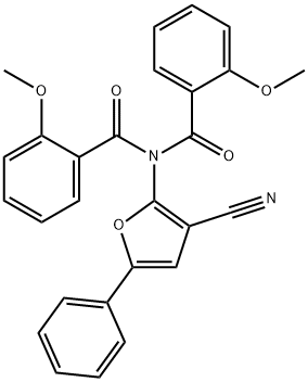 N-(3-Cyano-5-phenyl-2-furyl)-2-methoxy-N-(2-methoxybenzoyl)benzenecarboxamide 结构式