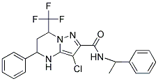 3-CHLORO-5-PHENYL-N-(1-PHENYLETHYL)-7-(TRIFLUOROMETHYL)-4,5,6,7-TETRAHYDROPYRAZOLO[1,5-A]PYRIMIDINE-2-CARBOXAMIDE 结构式