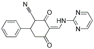 2,4-DIOXO-6-PHENYL-3-((PYRIMIDIN-2-YLAMINO)METHYLENE)CYCLOHEXANECARBONITRILE 结构式