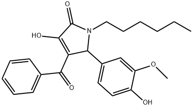 4-BENZOYL-1-HEXYL-3-HYDROXY-5-(4-HYDROXY-3-METHOXYPHENYL)-1H-PYRROL-2(5H)-ONE 结构式