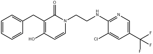 3-BENZYL-1-(2-([3-CHLORO-5-(TRIFLUOROMETHYL)-2-PYRIDINYL]AMINO)ETHYL)-4-HYDROXY-2(1H)-PYRIDINONE 结构式