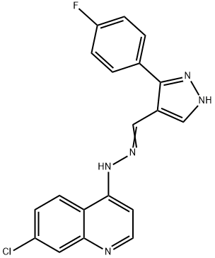 3-(4-FLUOROPHENYL)-1H-PYRAZOLE-4-CARBALDEHYDE N-(7-CHLORO-4-QUINOLINYL)HYDRAZONE 结构式