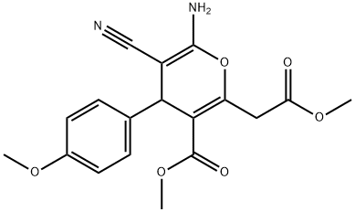 METHYL 6-AMINO-5-CYANO-2-(2-METHOXY-2-OXOETHYL)-4-(4-METHOXYPHENYL)-4H-PYRAN-3-CARBOXYLATE 结构式