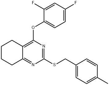 2,4-DIFLUOROPHENYL 2-[(4-METHYLBENZYL)SULFANYL]-5,6,7,8-TETRAHYDRO-4-QUINAZOLINYL ETHER 结构式