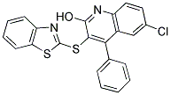 3-(1,3-BENZOTHIAZOL-2-YLTHIO)-6-CHLORO-4-PHENYLQUINOLIN-2-OL 结构式