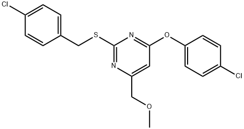 2-[(4-CHLOROBENZYL)SULFANYL]-4-(4-CHLOROPHENOXY)-6-(METHOXYMETHYL)PYRIMIDINE 结构式