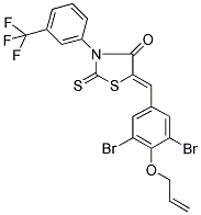 (5Z)-5-[4-(ALLYLOXY)-3,5-DIBROMOBENZYLIDENE]-2-THIOXO-3-[3-(TRIFLUOROMETHYL)PHENYL]-1,3-THIAZOLIDIN-4-ONE 结构式